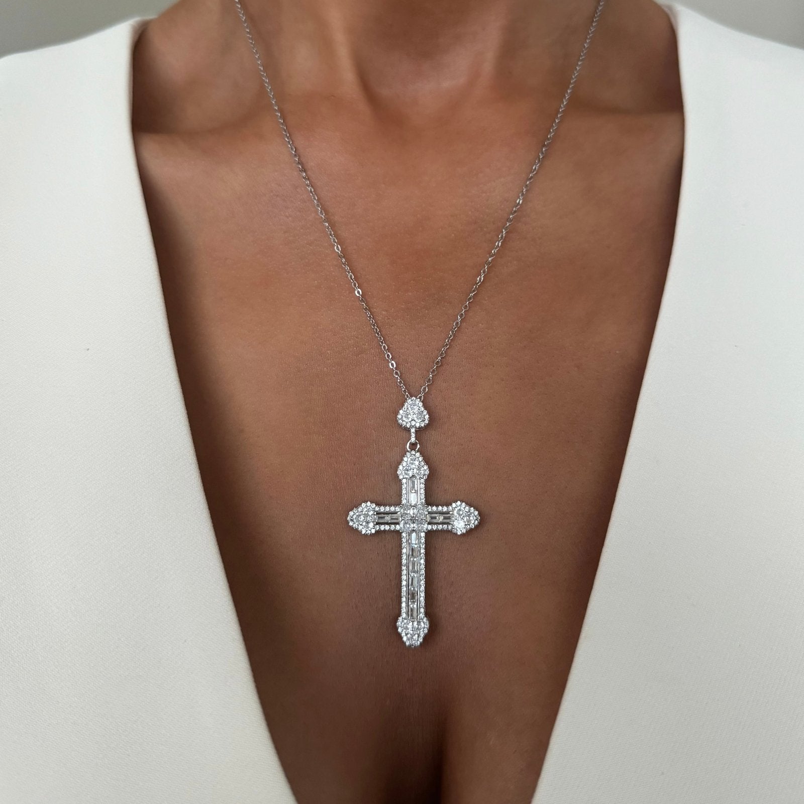 Sterling Silver Ophelia Cross Necklace - Luxe Emporium x