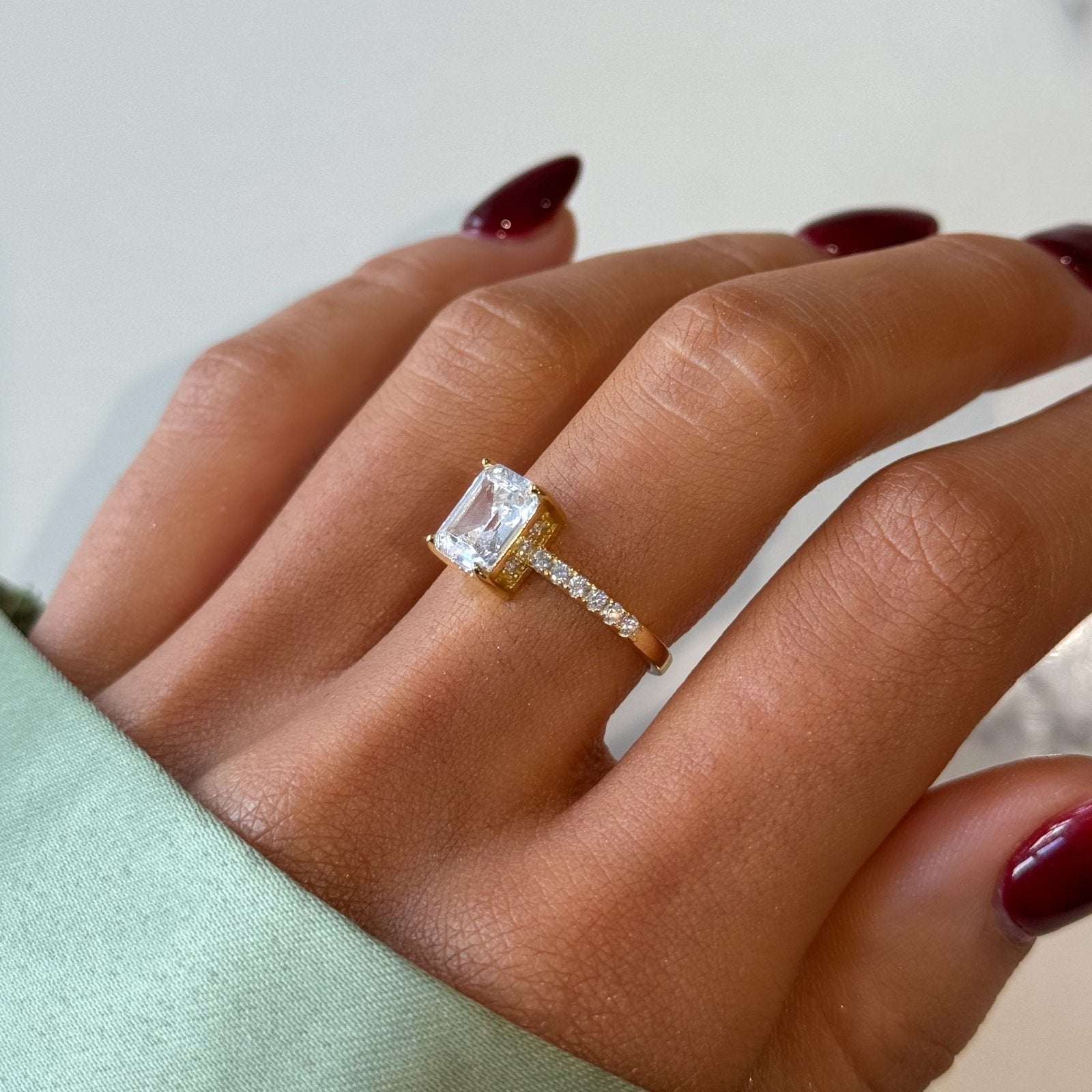 Gold Emerald Cut Elaia Ring - Luxe Emporium x