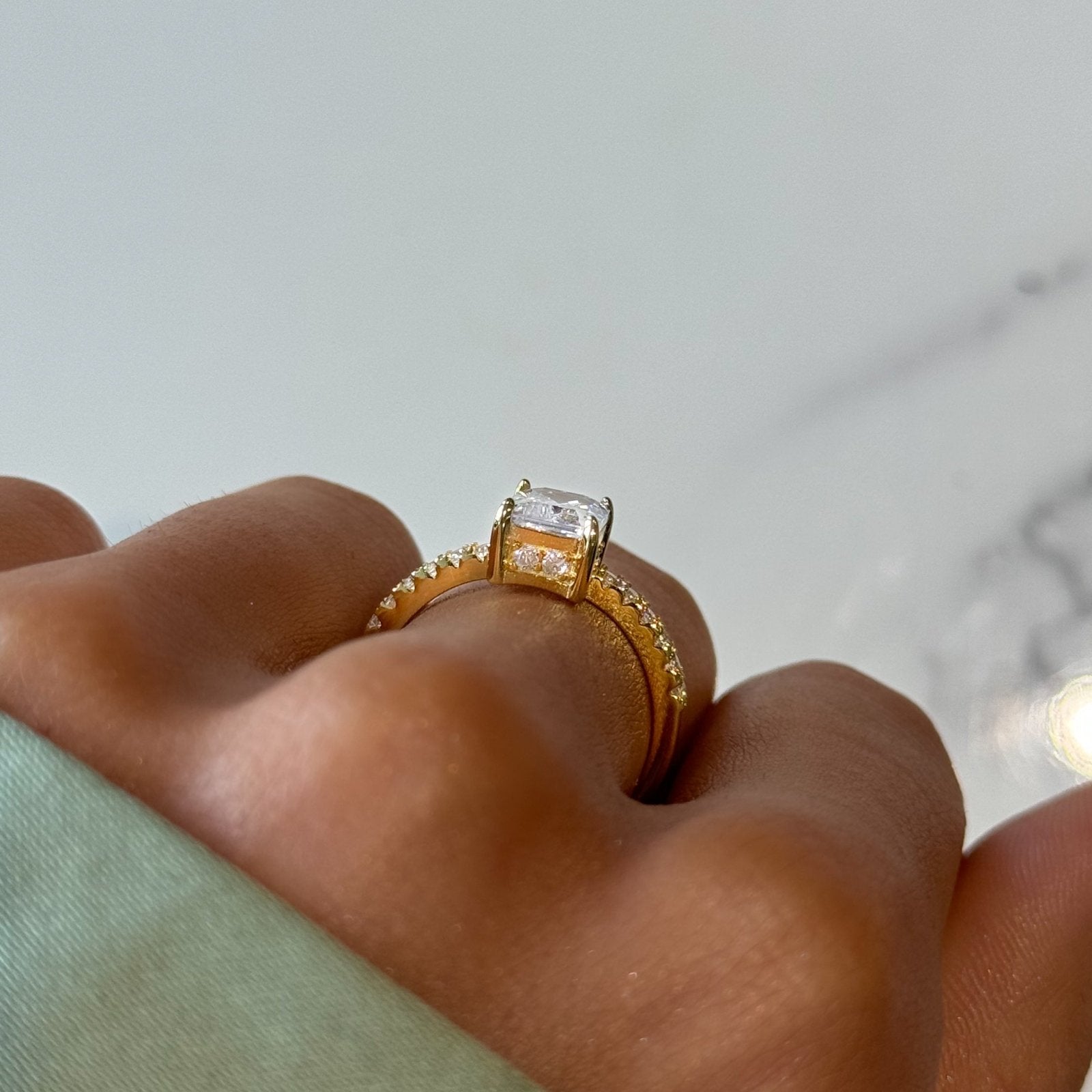 Gold Emerald Cut Elaia Ring - Luxe Emporium x