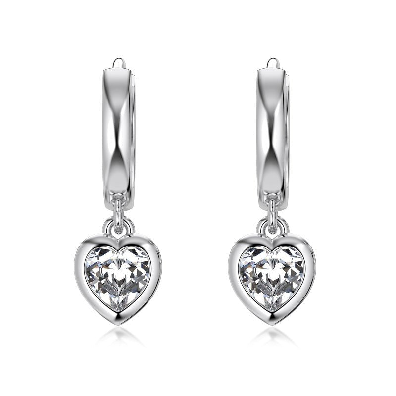 Sterling Silver Heart Huggie Hoop Earrings - Luxe Emporium x