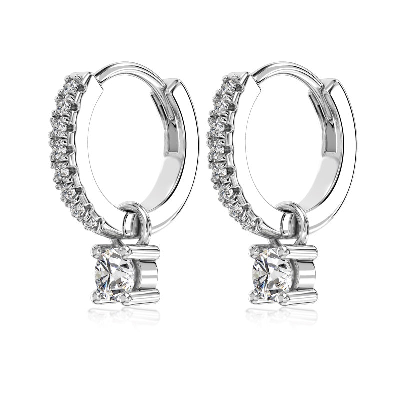 Sterling Silver Iced Huggie Hoop Earrings