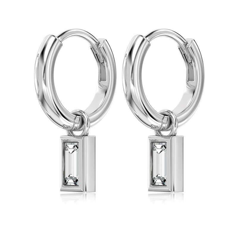 Sterling Silver Charm Huggie Hoop Earrings - Luxe Emporium x