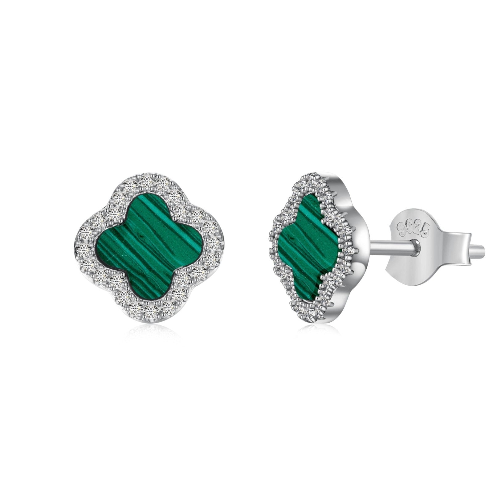 Sterling Silver Ultra Mini Green Clover Earrings - Luxe Emporium x