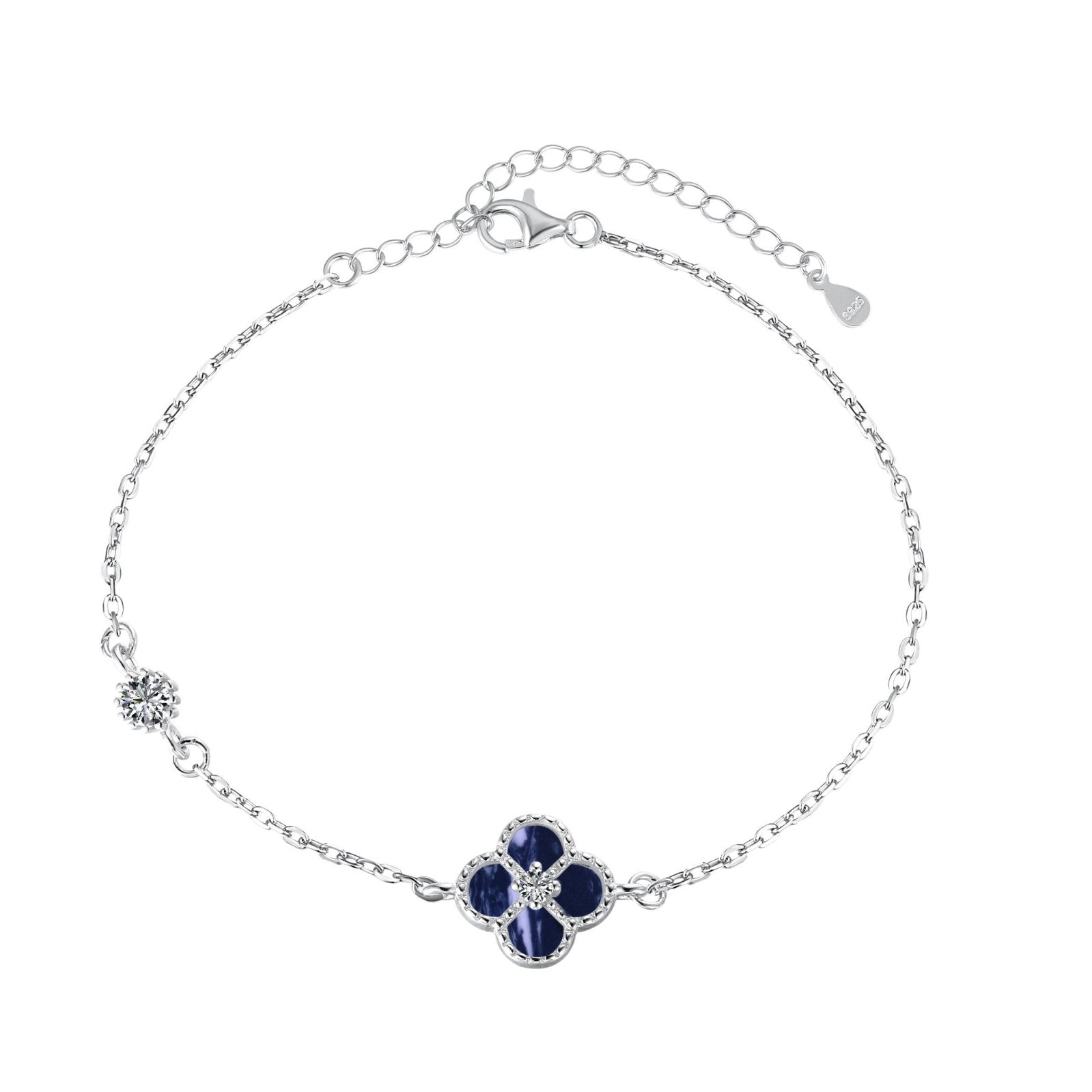 Sterling Silver Blue Clover Bracelet - Luxe Emporium x