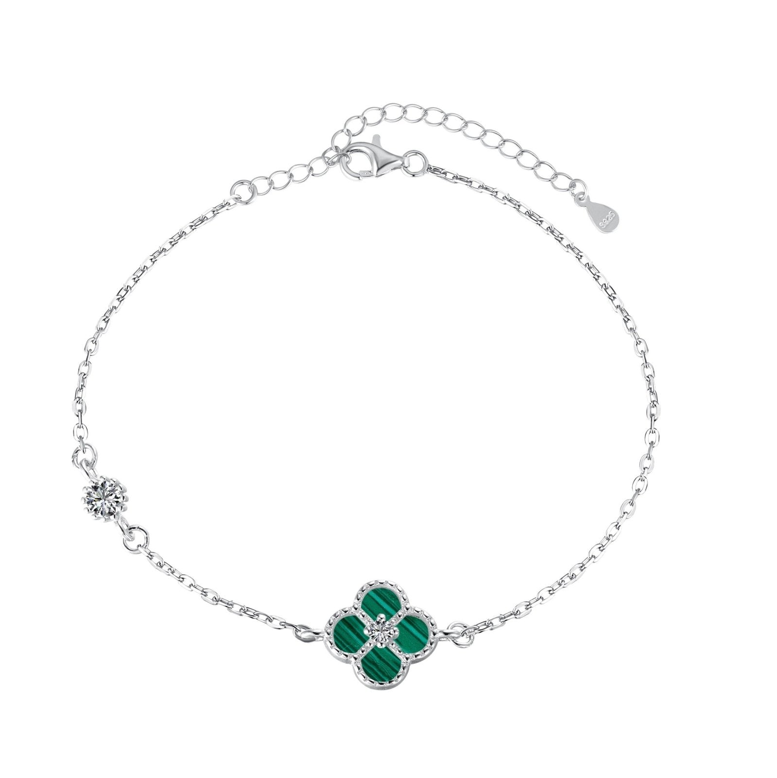 Sterling Silver Green Clover Bracelet - Luxe Emporium x